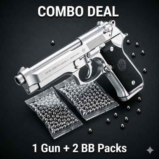 Silver M92 Beretta Airsoft Toy Gun Realistic Design Safe Fun For Play