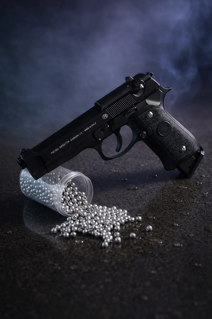 Black M92 Beretta Airsoft Toy Gun Realistic Design Safe Fun For Play