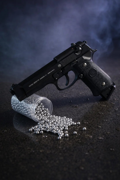 Black M92 Beretta Airsoft Toy Gun Realistic Design Safe Fun For Play