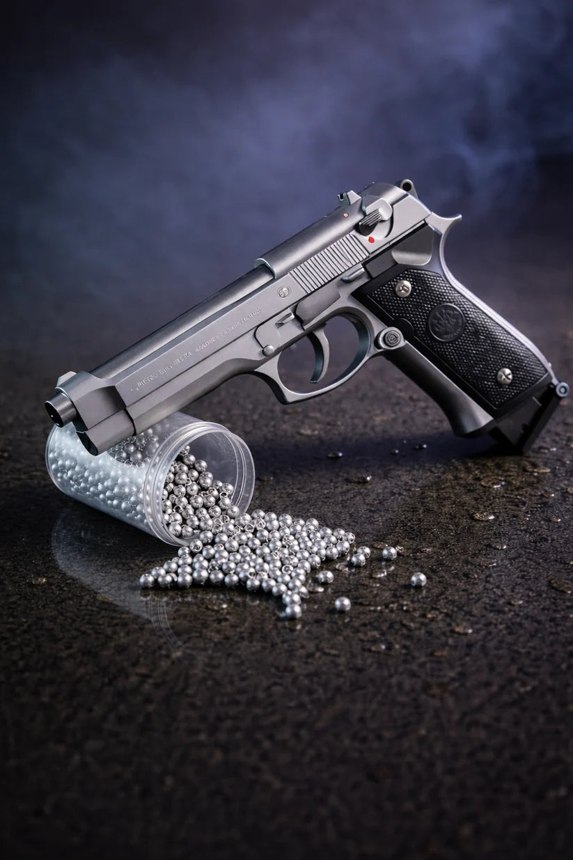Silver M92 Beretta Airsoft Toy Gun Realistic Design Safe Fun For Play