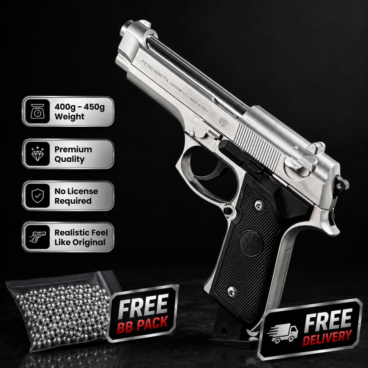 M92 Beretta Airsoft Toy Gun Realistic Design Safe Fun For Play.