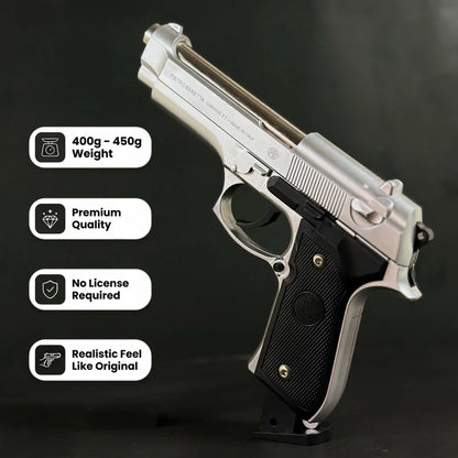 Silver M92 Beretta Airsoft Toy Gun Realistic Design Safe Fun For Play